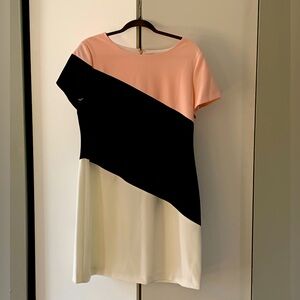 Tommy Hilfiger Scuba Crepe Diagonal Colorblock Shift Dress